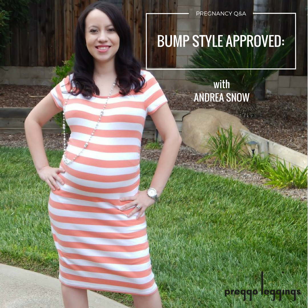 [Bump Style Approved: Pregnancy Q&A With Andrea Snow] - [Andrea Snow wearing a Maternity Dress]