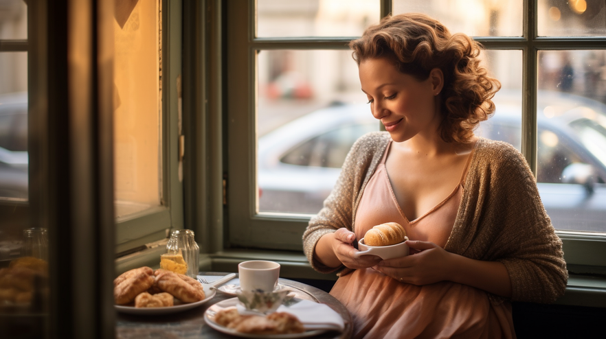 [The Ultimate International Babymoon Destinations for 2023] - [Pregnant Woman eating breakfast]