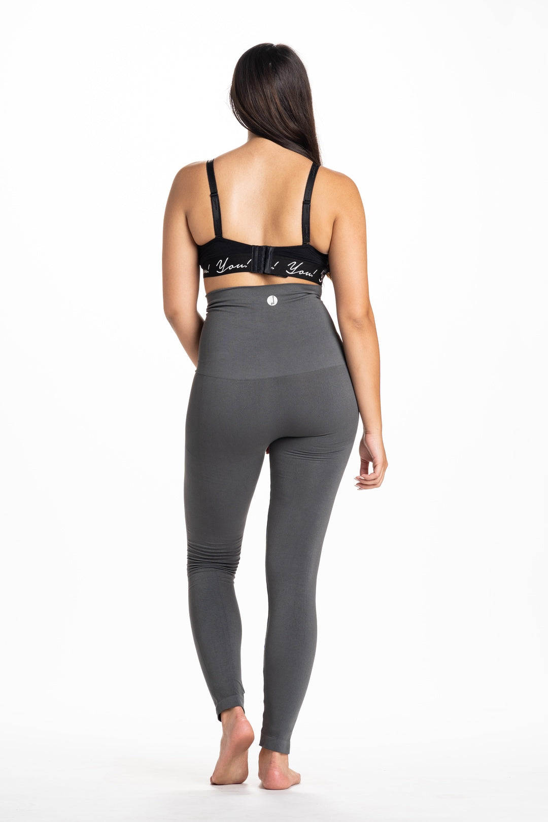 [Snapback™ Postpartum Leggings - Charcoal Gray] - [Back View] 