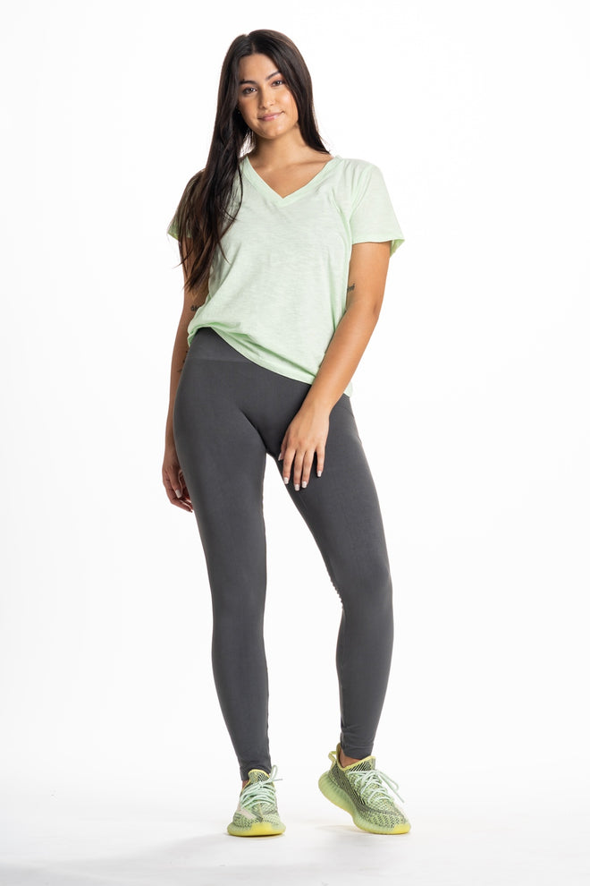 [Snapback™ Postpartum Leggings - Charcoal Gray] - [Front View] 