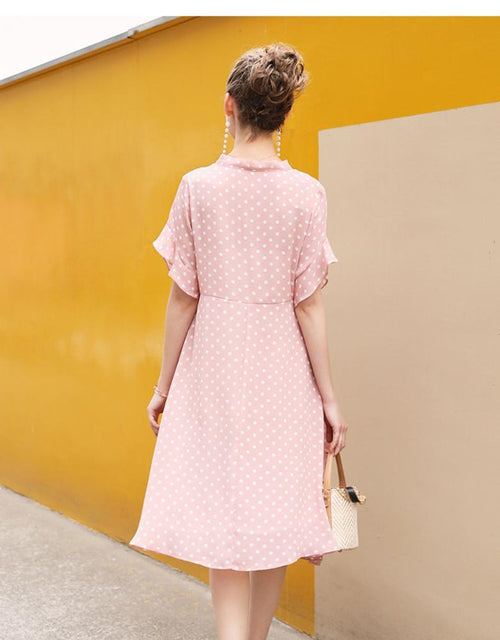 pink polka dot maternity dress Pink Textured Dot Smocked Square Neck Chiffon Maternity Dress Large