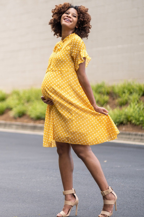 Dot You Mama Maternity Dress - Yellow – Preggo Leggings