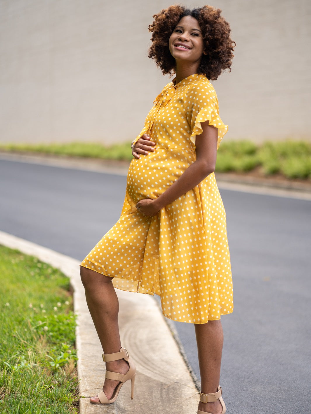 Dot You Mama Maternity Dress - Yellow M / Yellow Dot You Mama Maternity Dress - Yellow M / Yellow