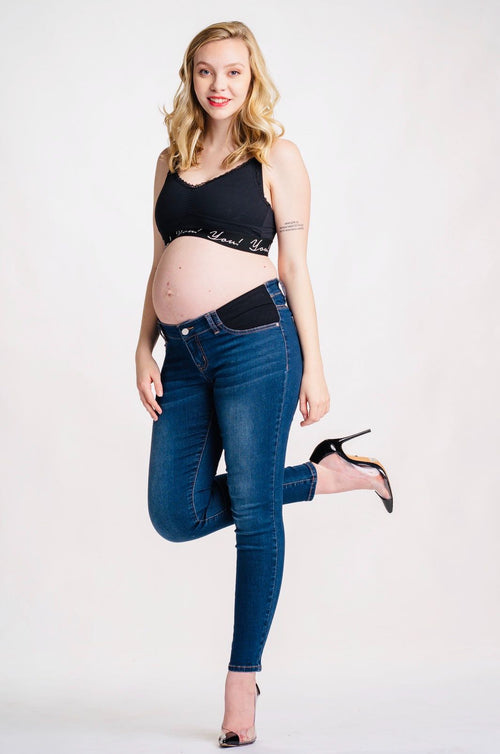 [Tribeca Skinny Maternity Jeans] - [Front View Side Panels]