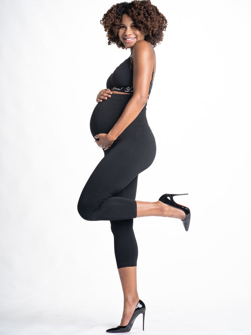 Mom's Night Out Crop 2-Pack, Black Crop Maternity Leggings