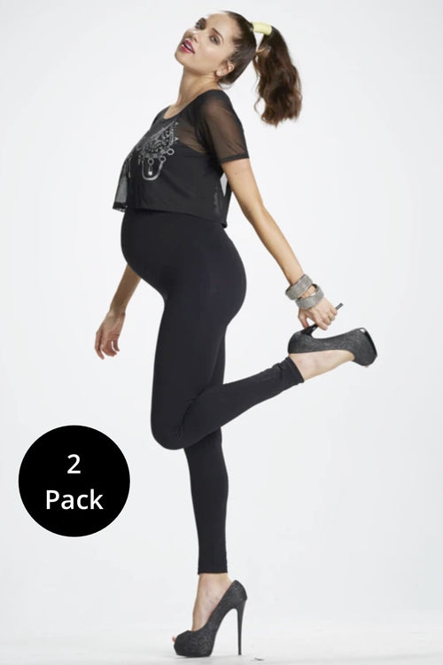 Mom's Night Out 2-Pack, Black Maternity Leggings