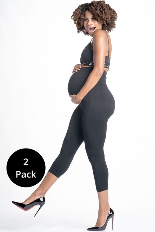 Mom's Night Out Crop 2-Pack  Black Crop Maternity Leggings