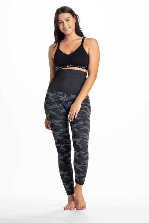 Snapback™, Black Camo Postpartum Leggings