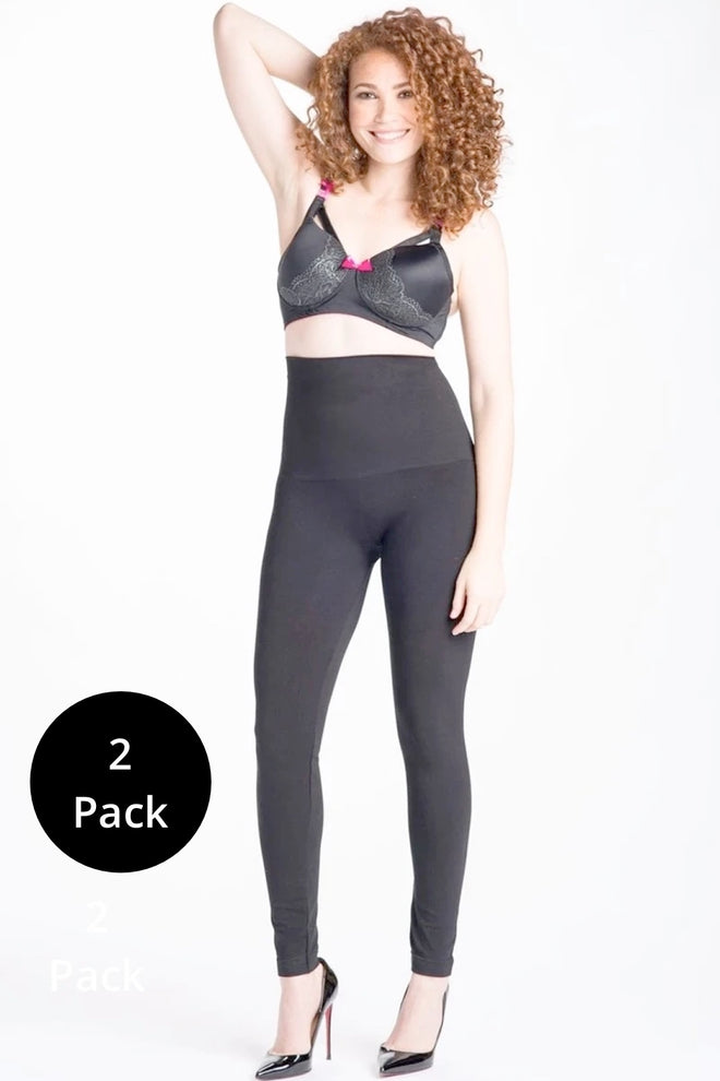 [Snapback™ Postpartum Leggings - Black (2 Pack)] - [Front View]