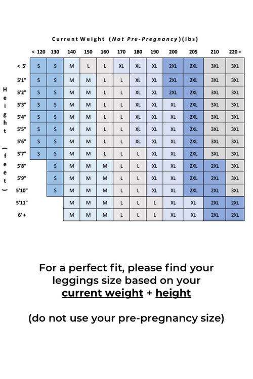 Preggo Leggings Size chart