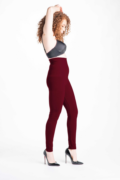 [Snapback™ Postpartum Leggings - Crimson] - [Side View]