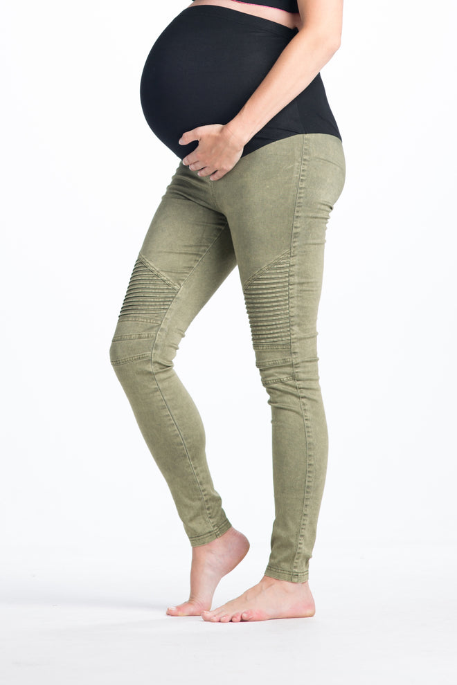 Green maternity leggings